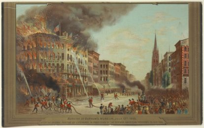 Burning of Barnum's Museum, July 13th, 1865 / after the original painting by C. P. Cranch, The Eno collection of New York City views