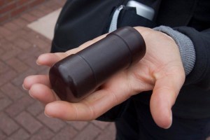 A “non-lethal” rubber bullet; at least 17 people were killed by these during the Troubles (or after, from the effects)